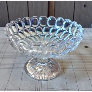 Antique EAPG Bakewell, Pears & Company Glass Almond Thumbprint Compote 1860 6”